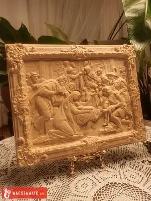 Dekoracyjny panel„Pokłon Pasterzy–Betlejemska Noc”Relief, płaskorzeźba - WARSZAWIAK.EU