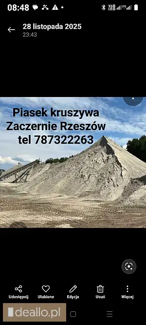 Piasek płukany ostry rzeczny Rzeszów tel 787322263 - WARSZAWIAK.EU