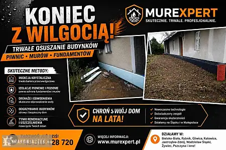 Osuszanie budynków, izolacja fundamentów, iniekcja krystaliczna, podcinanie ścian Małopolska/ Śląsk - WARSZAWIAK.EU