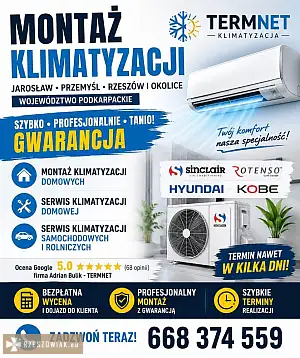 Montaż klimatyzacji Jarosław Przemyśl Rzeszów i okolice  TERMNET - WARSZAWIAK.EU