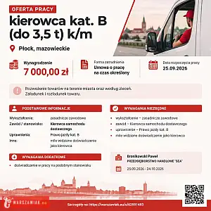 [epraca] kierowca kat. B (do 3,5 t) k/m - WARSZAWIAK.EU